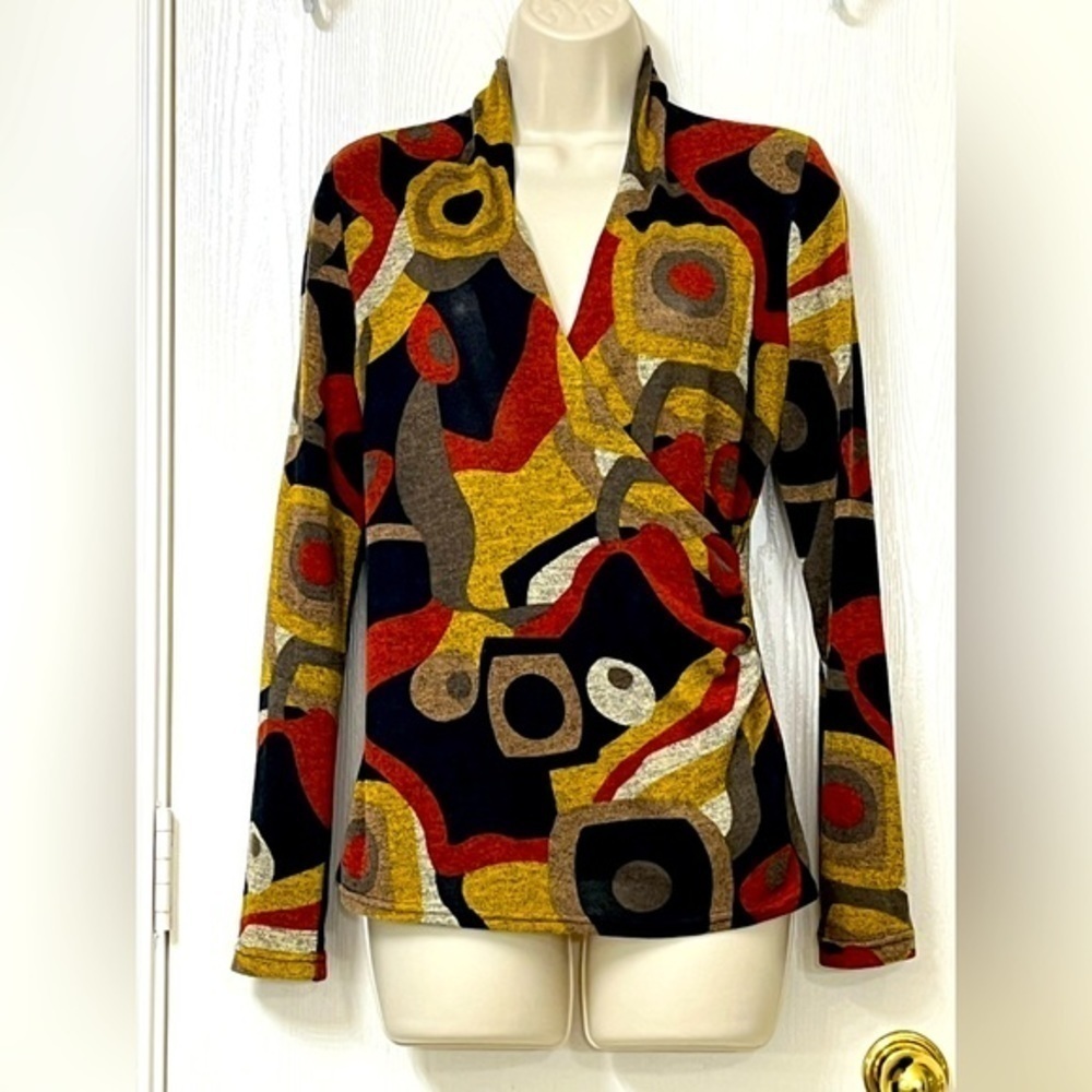 🟡 bentley a. Long Sleeve Faux Wrap Top